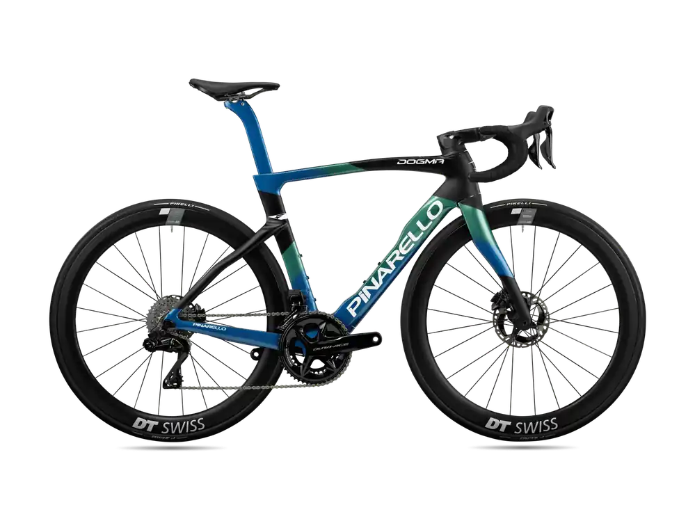 Pinarello Dogma F SHIMANO Dura Ace Di2 2x12 Direct mount rim brake 560 zelená/modrá Víkendová Akce