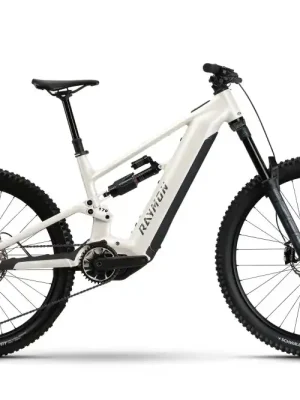 Rychlé Dodání Celoodpružené horské elektrokolo Raymon Ravor LT Pro White Sparkle - Velikost M