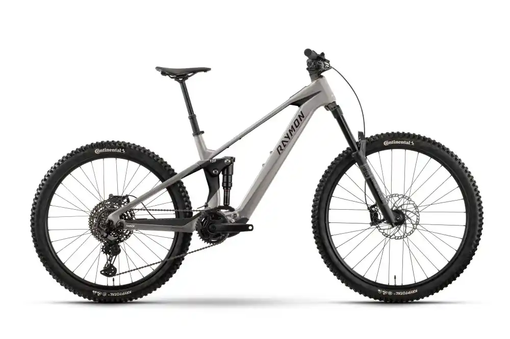 Cenový Hit Celoodpružené horské elektrokolo Raymon Tarok Pro Titan Silver