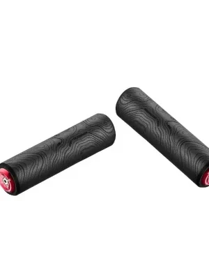 Akční Nabídka CICLOVATION gripy Trail Silcolite Topo Matte Black w/ Red Plug