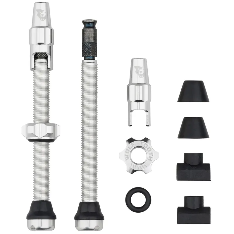 Značkový WOLF TOOTH ventilky Tubeless Valve Stem Kit Clik Valve 60mm raw silver